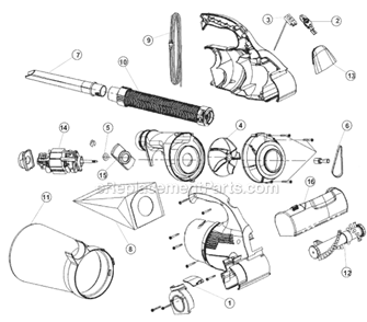 Page A Diagram and Parts List for M08230  Dirt Devil Hand Vacuum